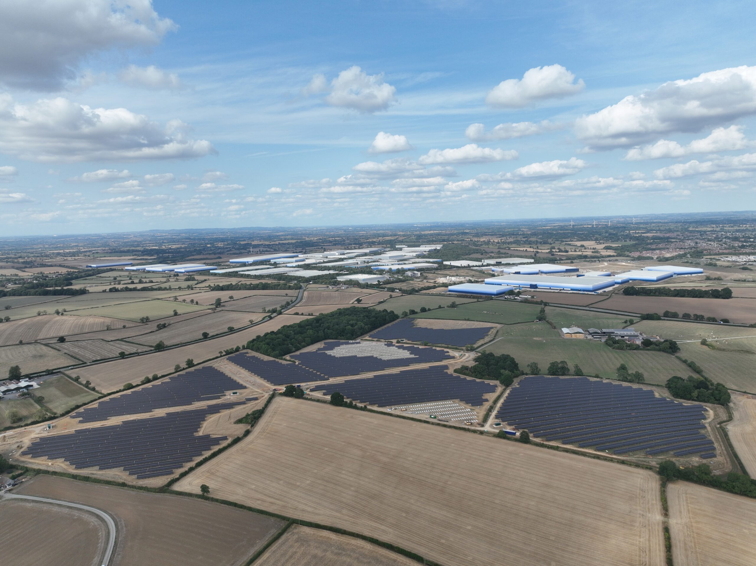 Ariel shot of Northfield House solar project