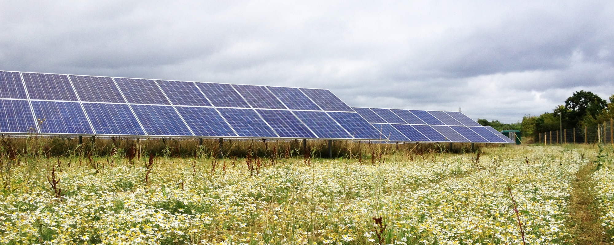 solar panels on cloudy day