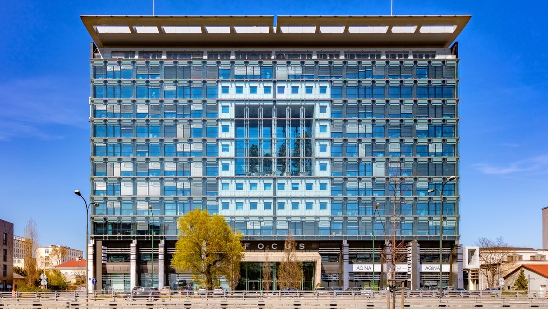 External shot of the Focus building in Warsaw, Poland