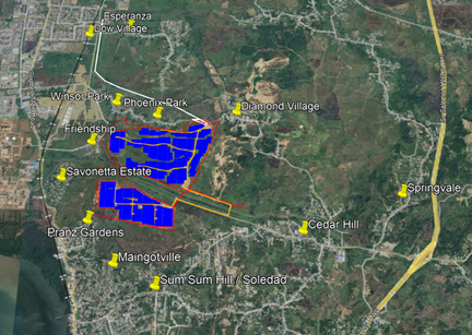 Satellite image of project fenceline